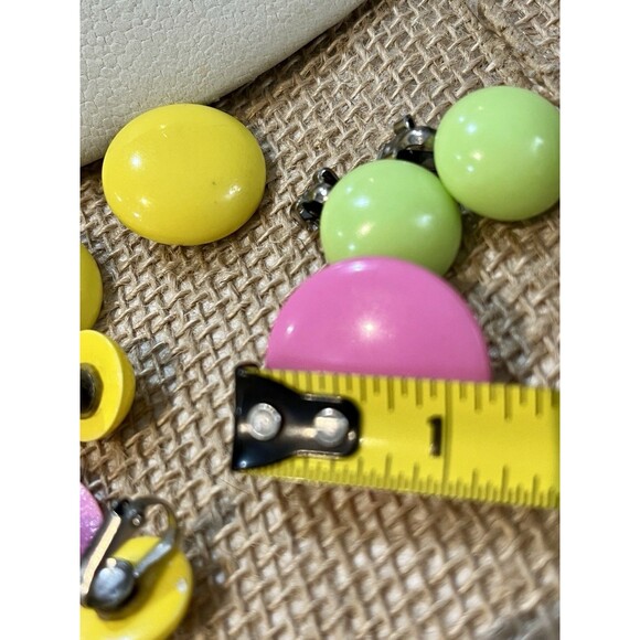 Vintage Clip On Pastel Hong Kong Earrings Lot Of 4 Pinup Rockabilly 80s - Picture 10 of 11